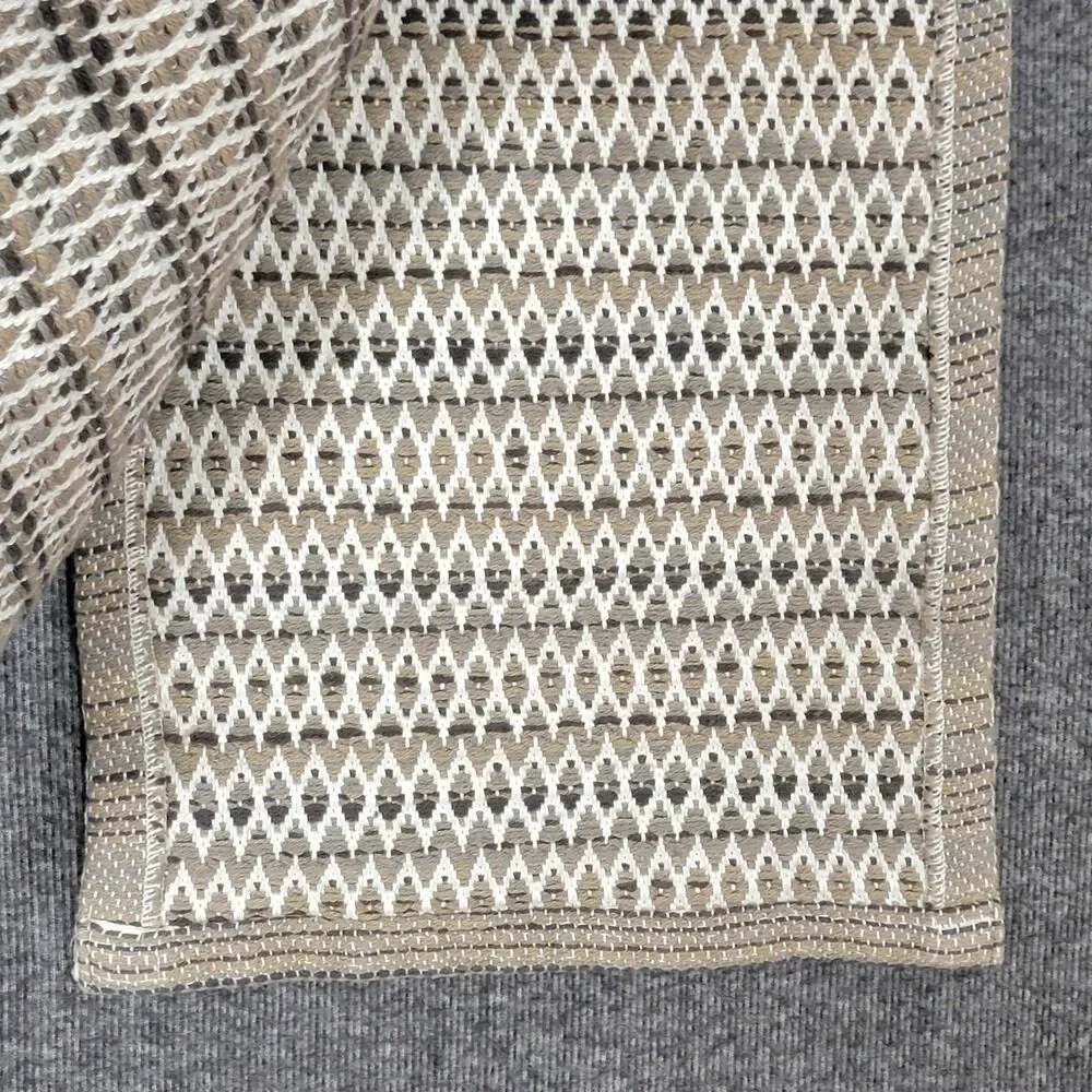 Food Network Table Runner White Beige Brown Geometric 100% Cotton 67